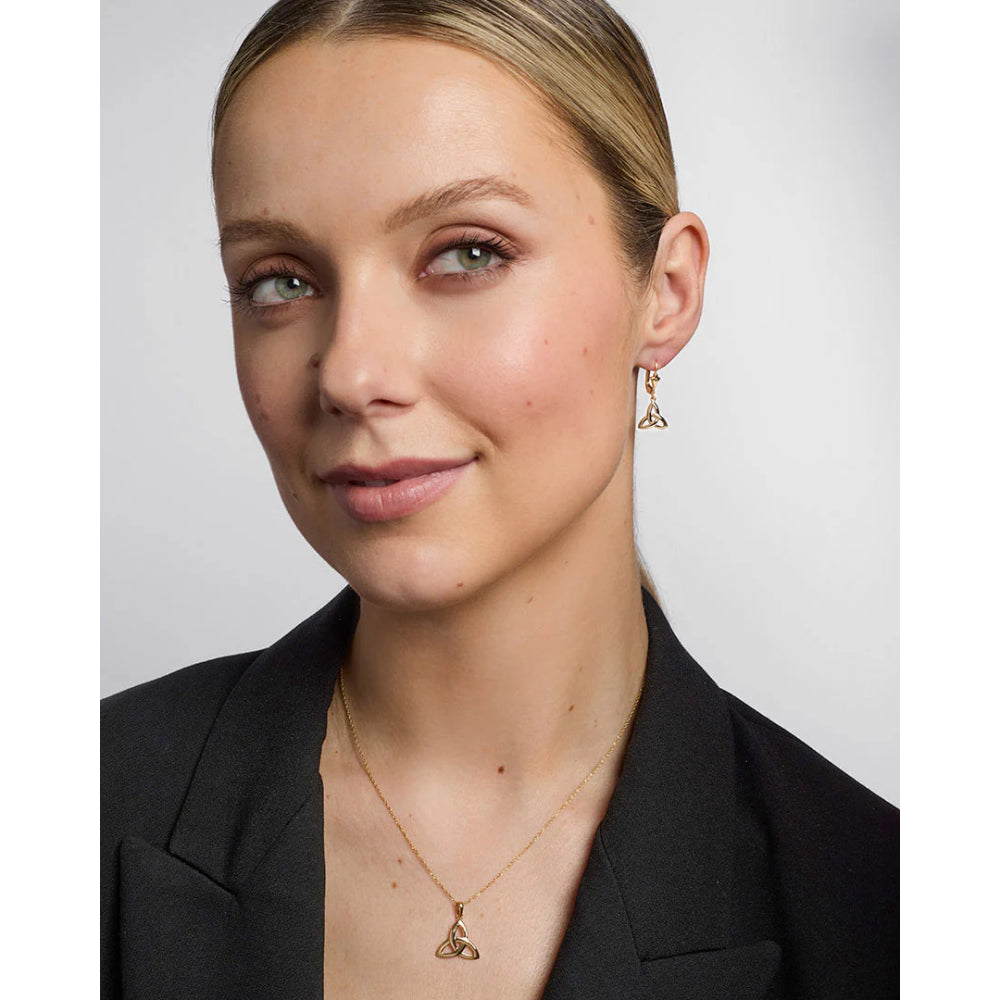 14k Gold Trinity Knot Drop Earrings