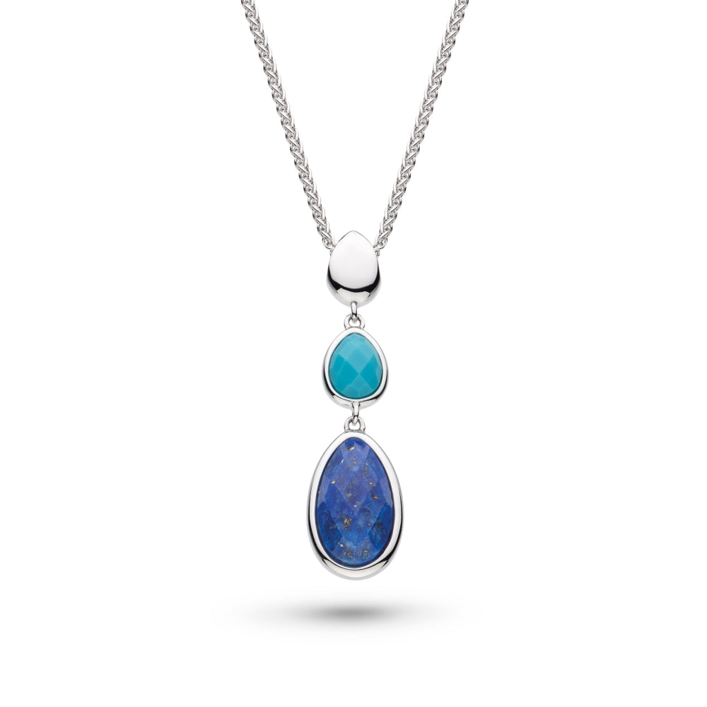 Kit Heath Coast Pebble Azure Gemstone Trio Droplet Necklace