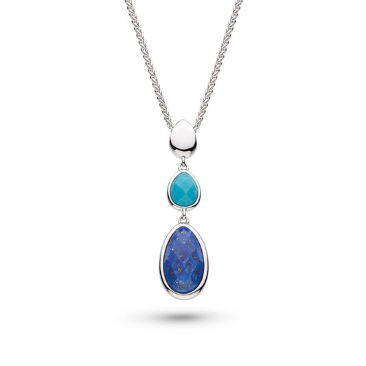 Kit Heath Coast Pebble Azure Gemstone Trio Droplet Necklace