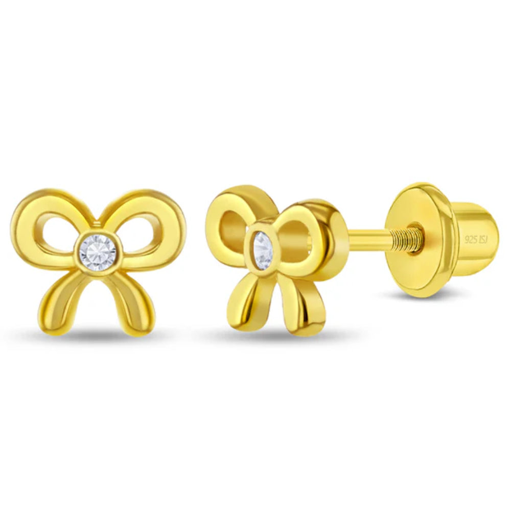 Children's Petite Bow CZ Earrings