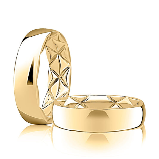 A Jaffe 14k Gold 6mm Classic Quilted Wedding Band