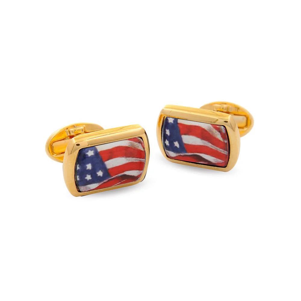 Halcyon Days Stars & Stripes Gold Cufflinks