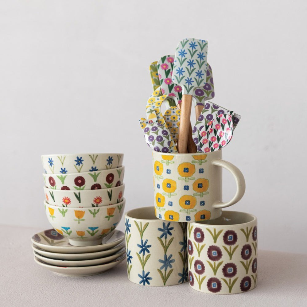 Hazel Mazel Hand-Painted Flower Mugs