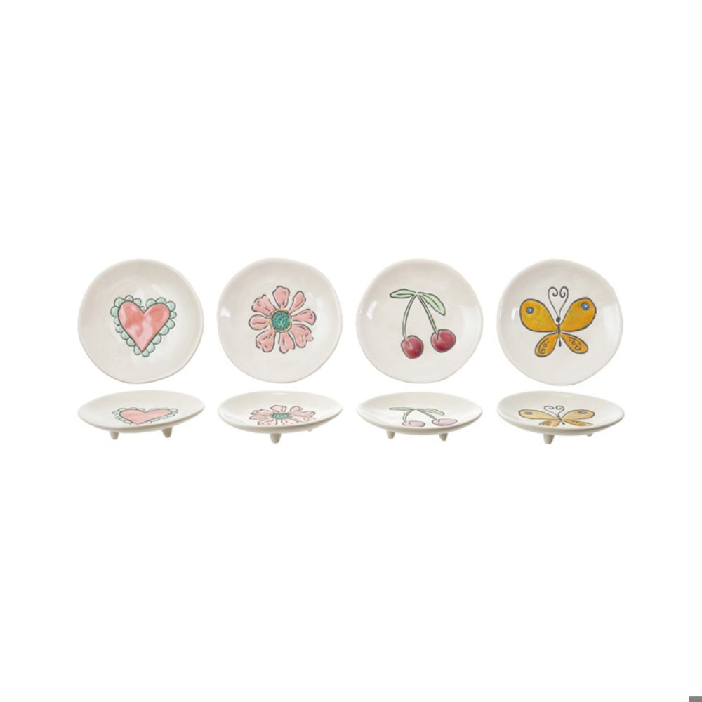 Hazel Mazel 4" Hand-Painted Stoneware Footed Dish