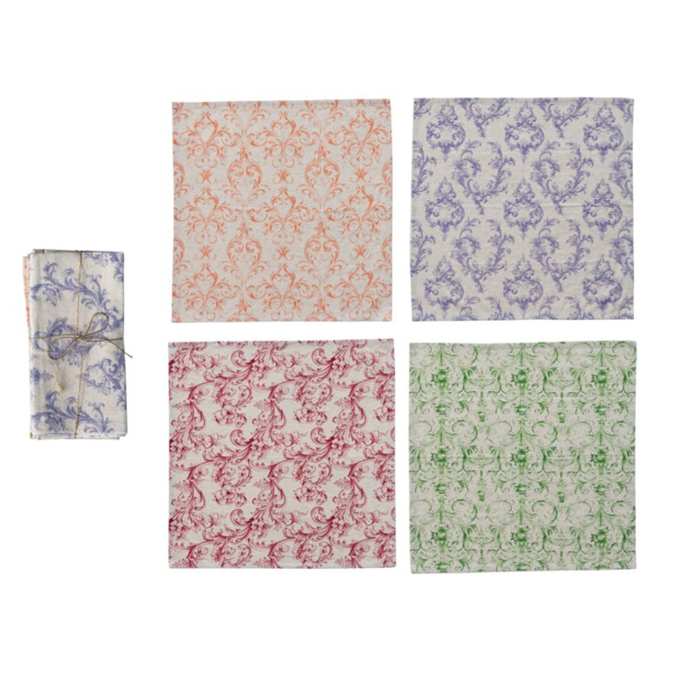 Hazel Mazel Cotton & Linen Printed Napkins - Set of 4