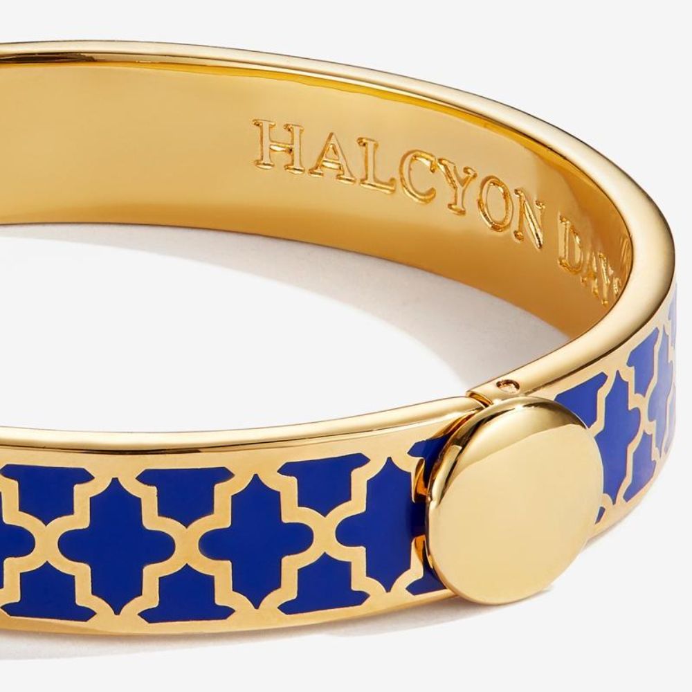 Halcyon Days 1cm Agama Gold Hinged Enamel Bangle