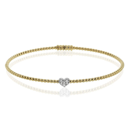 Simon G. 18k Gold Heart Bangle with Diamonds