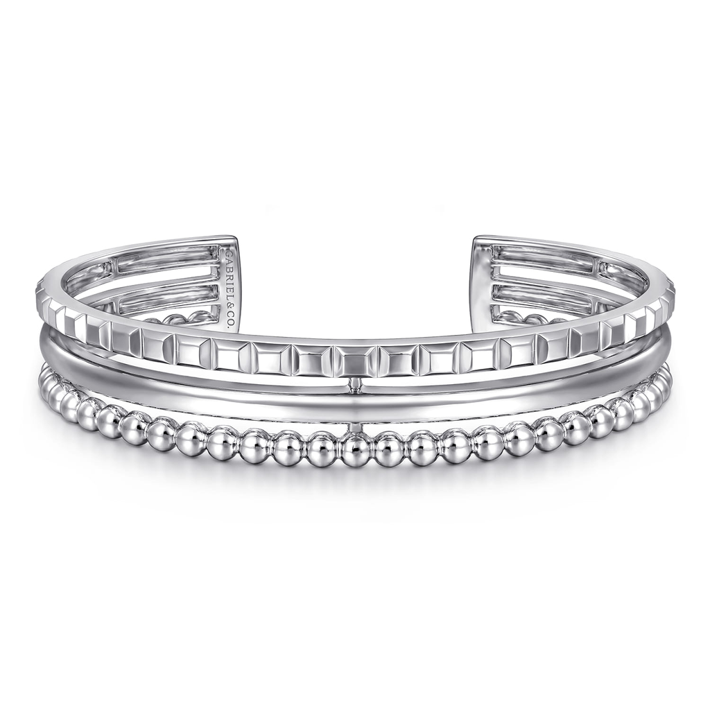 Silver bracelet with a white background