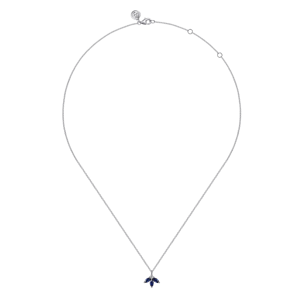 Gabriel & Co. 14k White Gold Diamond and Sapphire Pendant Necklace