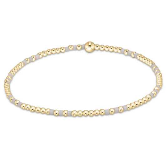 enewton 6.25" Hope Joy Pattern 2mm Bead Bracelet - White