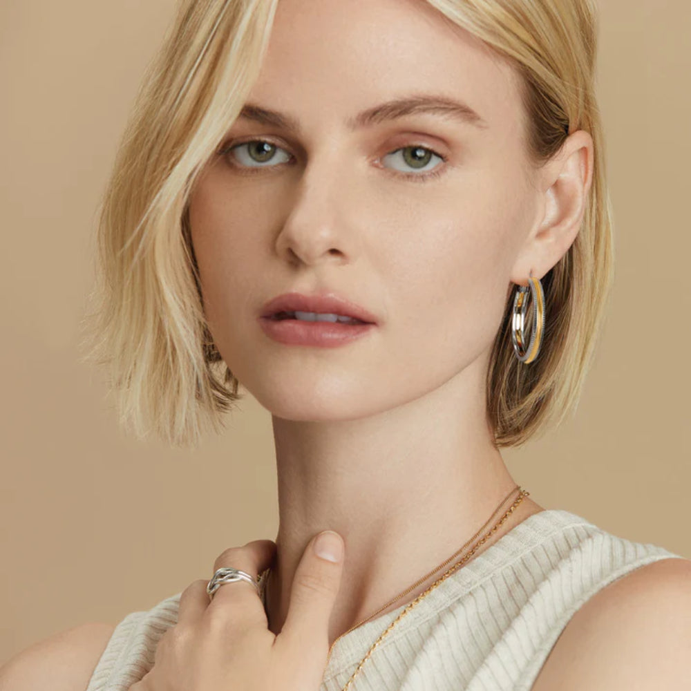 Brighton Interlok Noir Heirlom Hoop Earrings