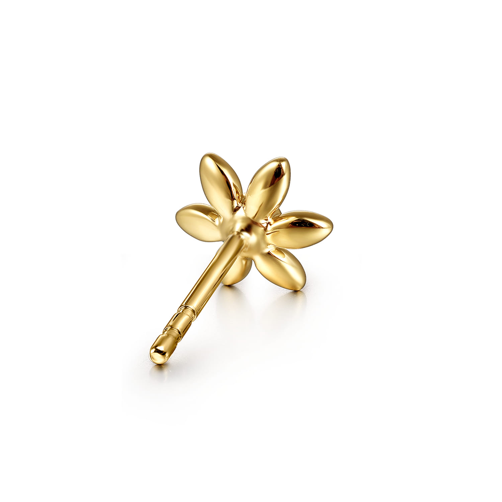 Gold dragonfly-shaped earring on a white background