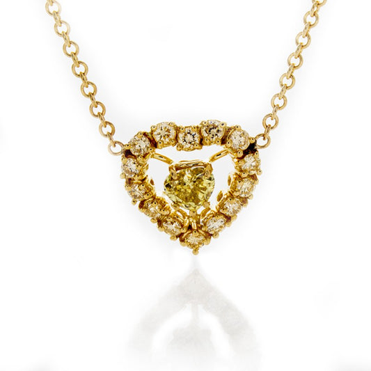 14/18k Fancy Yellow Diamond Pendant Necklace