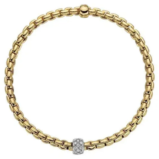 Fope Eka Collection 18k Flex'it Bracelet with Diamond Pavé