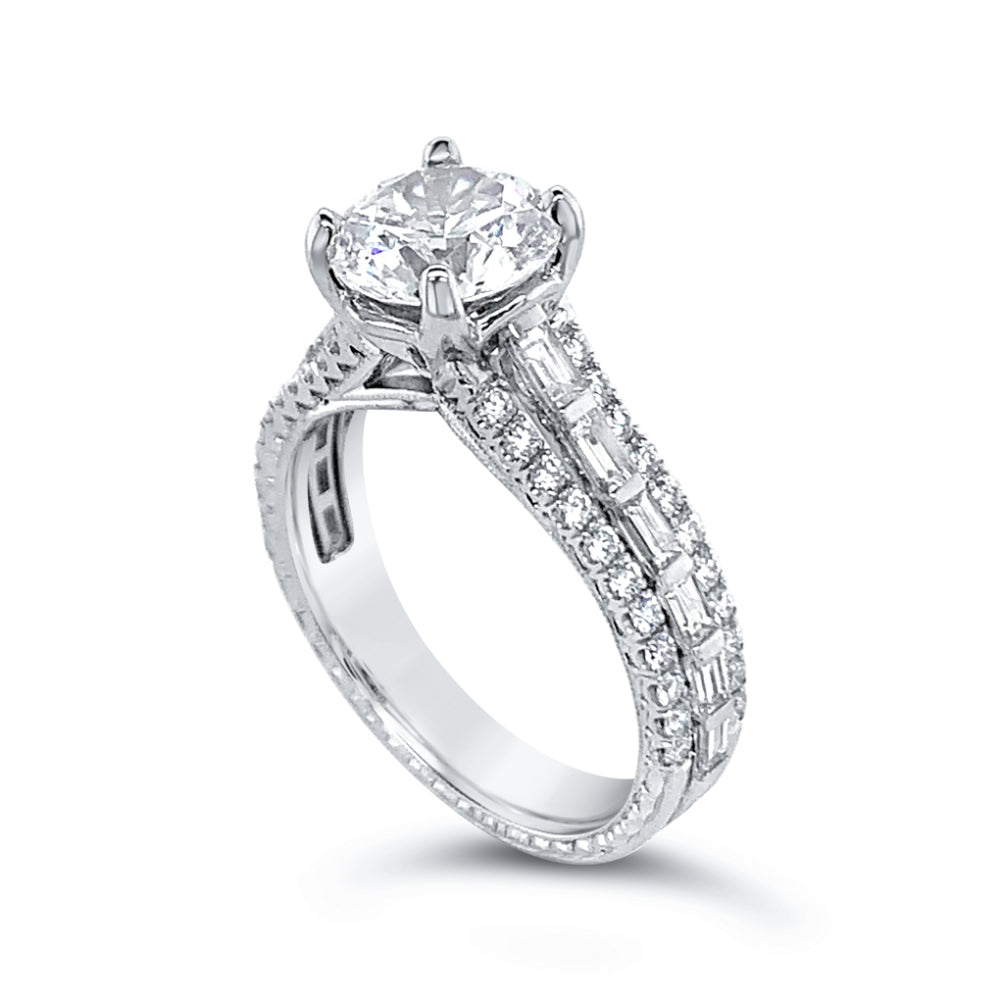 Jack Kelége 18k Gold Baguette Diamond Solitaire Engagement Ring