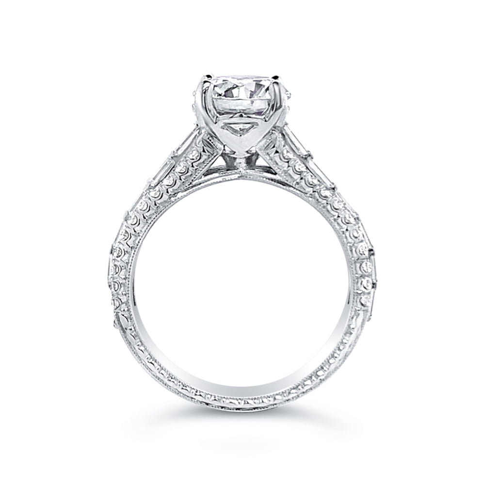 Jack Kelége 18k Gold Baguette Diamond Solitaire Engagement Ring