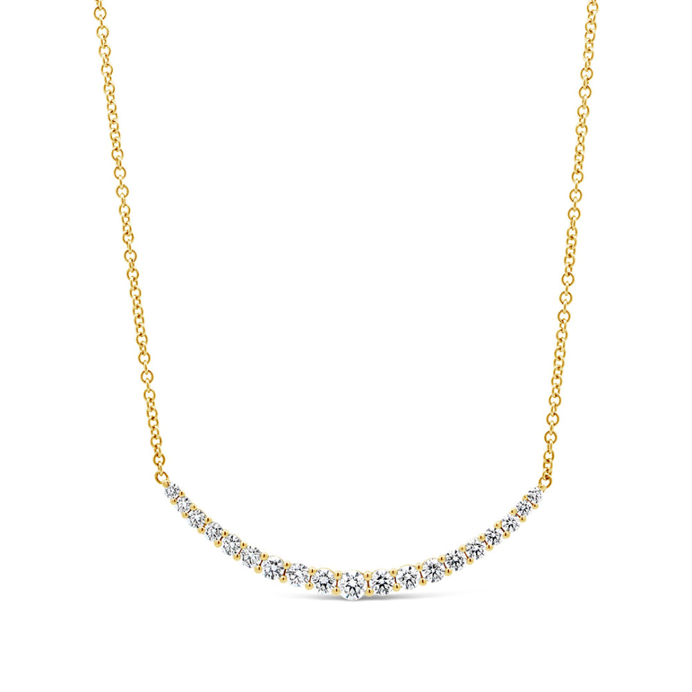 Jack Kelege 18k Curved Diamond Bar Necklace
