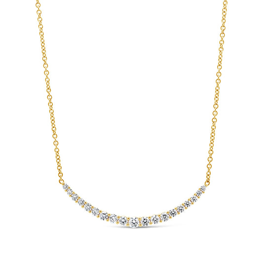 Jack Kelege 18k Curved Diamond Bar Necklace