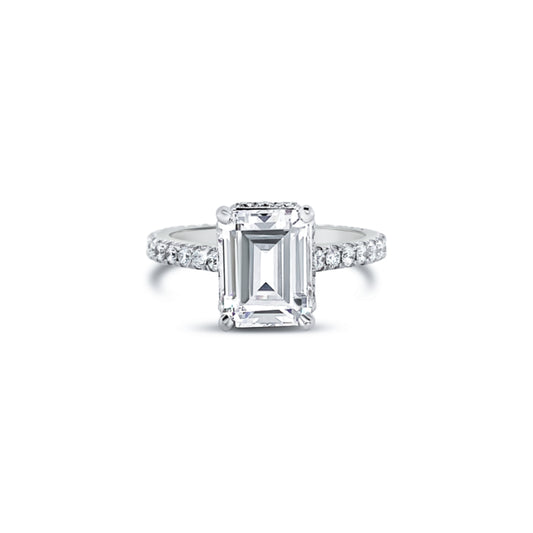 Jack Kelége 18k Gold Emerald-Cut Diamond Hidden Halo Engagement Ring