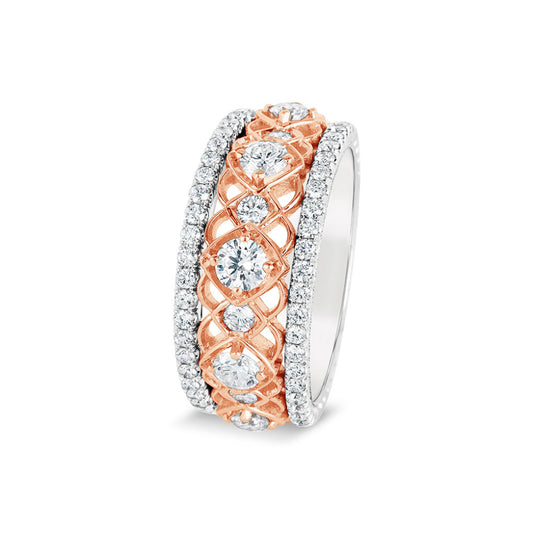 Jack Kelege 18k Two-Tone Diamond Scroll Band