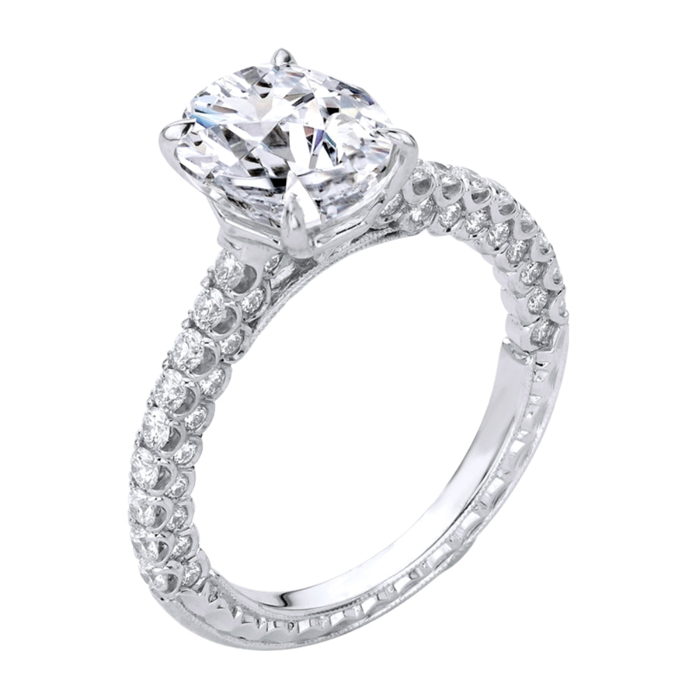 Jack Kelége 18k Gold Oval-Cut 3 Sided Diamond Engagement Ring