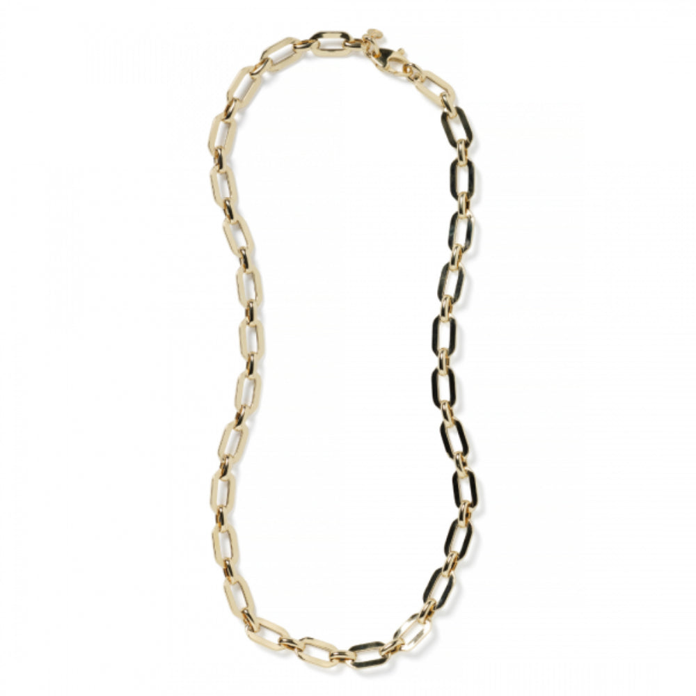 Gold chain necklace on a white background