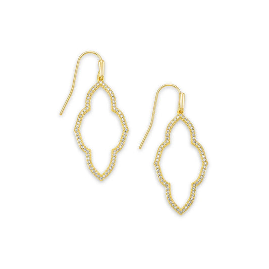 Kendra Scott Abbie Small Open Frame Earrings in White Crystal