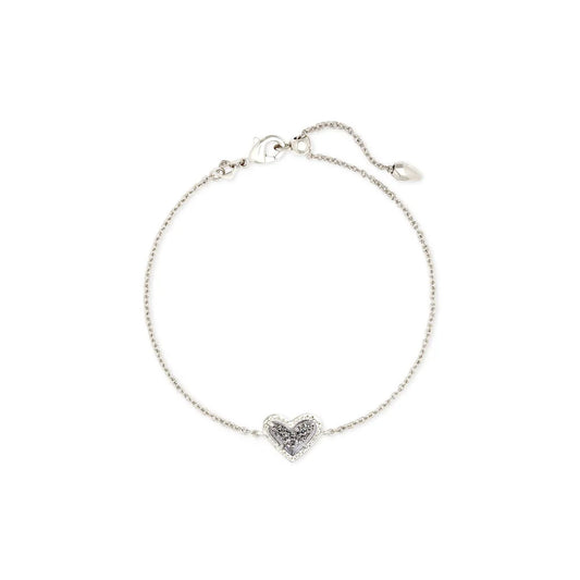 Kendra Scott Ari Heart Rhodium Chain Bracelet in Platinum Drusy