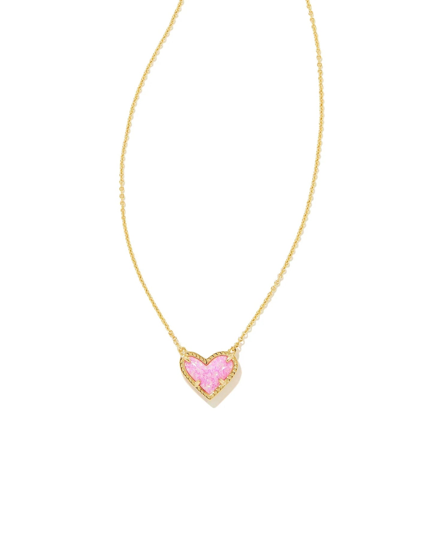 Kendra Scott Ari Heart Pendant Necklace - Bubble Gum Pink Opal