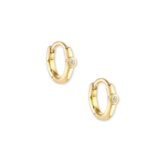 Kendra Scott Audrey 14k Gold Huggie Earrings in White Diamond