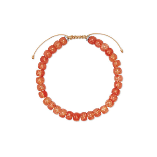 Scott Bros. Cade Oxidized Sterling Silver Corded Bracelet In Orange Banded Agate