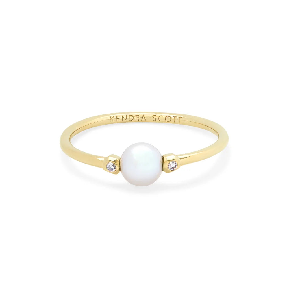 Kendra Scott Cathleen 14k Yellow Gold Band Ring in Pearl