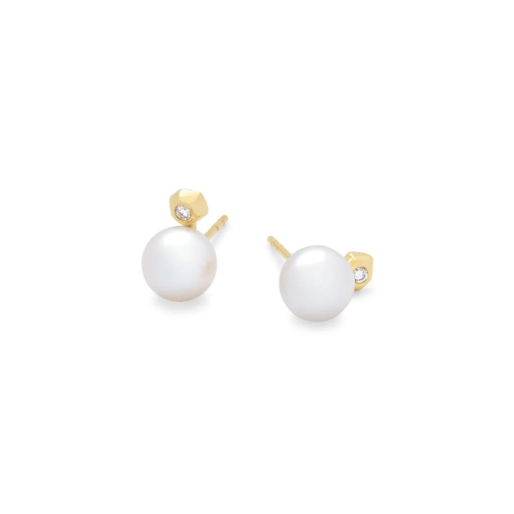 Kendra Scott Cathleen 14k Yellow Gold Pearl Stud Earrings