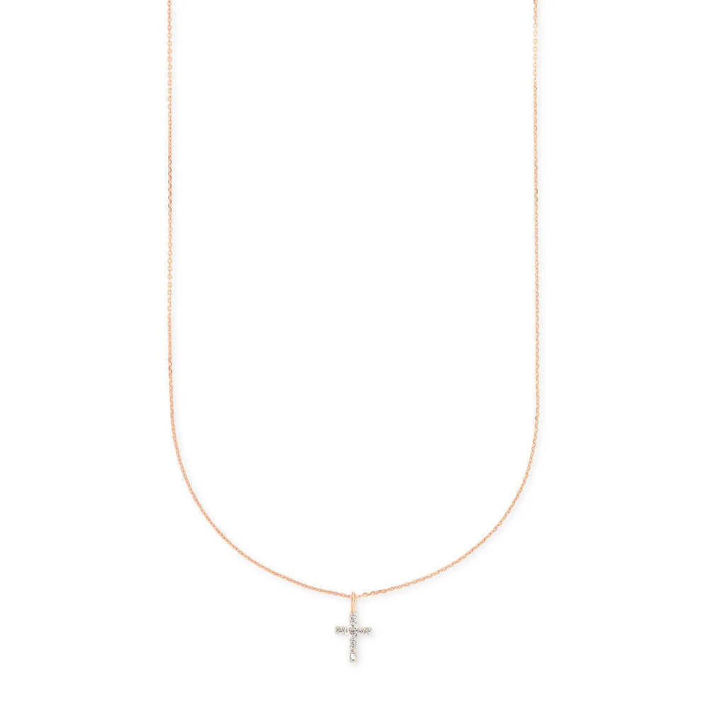Kendra Scott Cross 14k Gold Pendant Necklace in White Diamond