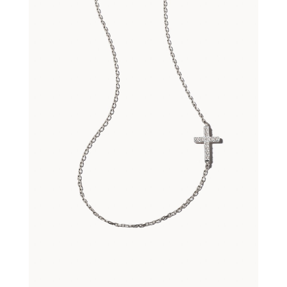 Kendra Scott Cross 14k Gold Strand Necklace in White Diamond