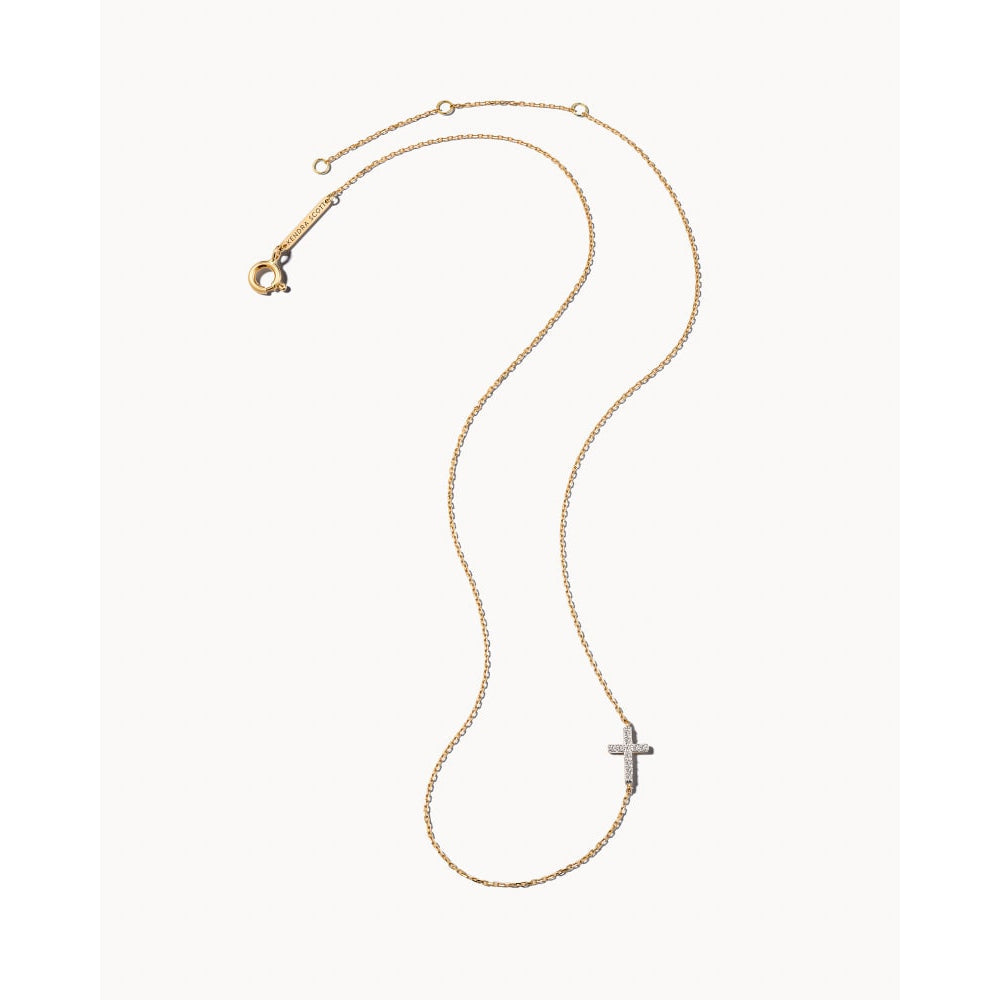 Kendra Scott Cross 14k Gold Strand Necklace in White Diamond