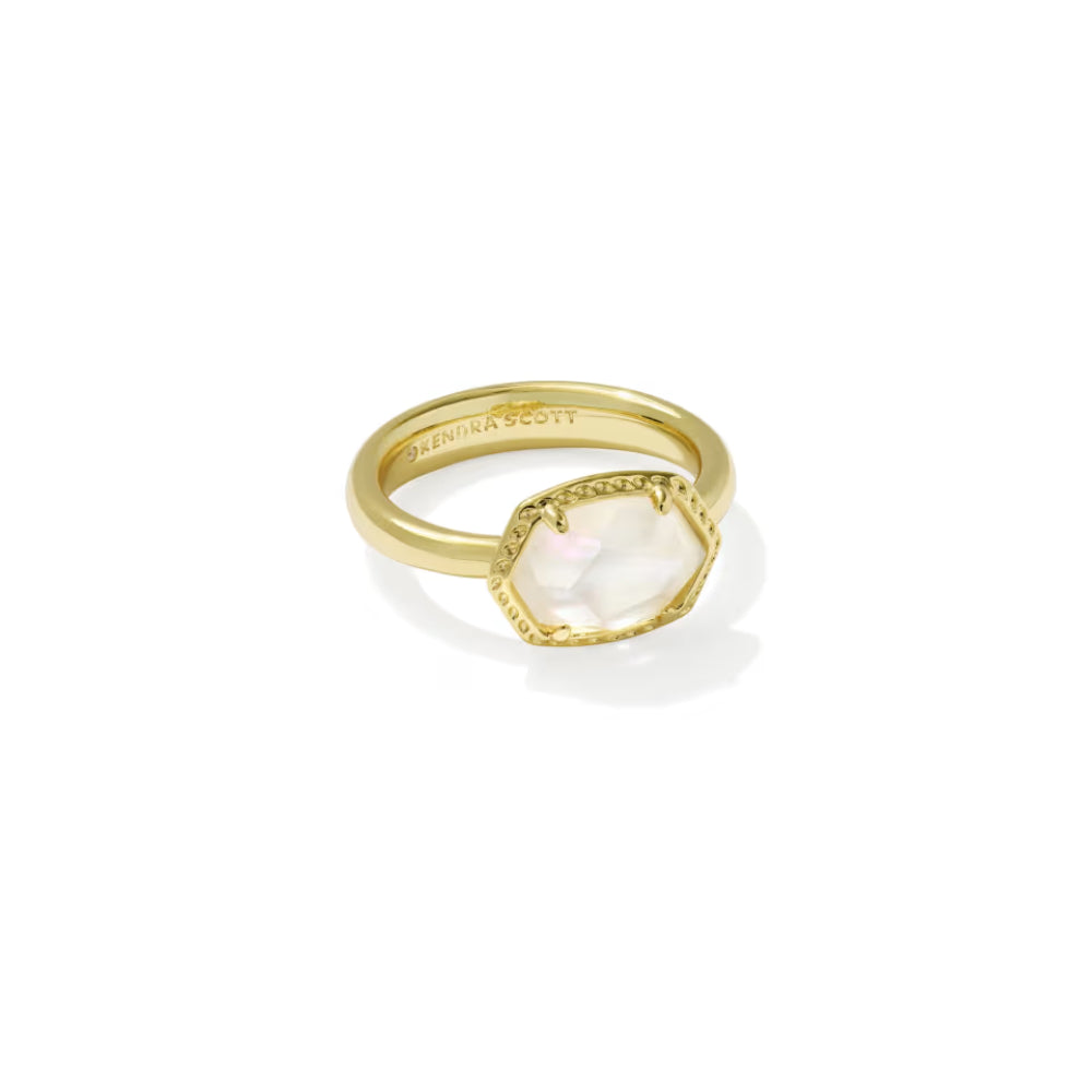 Kendra Scott Gold Daphne Frame Band Ring in Ivory Mother of Pearl