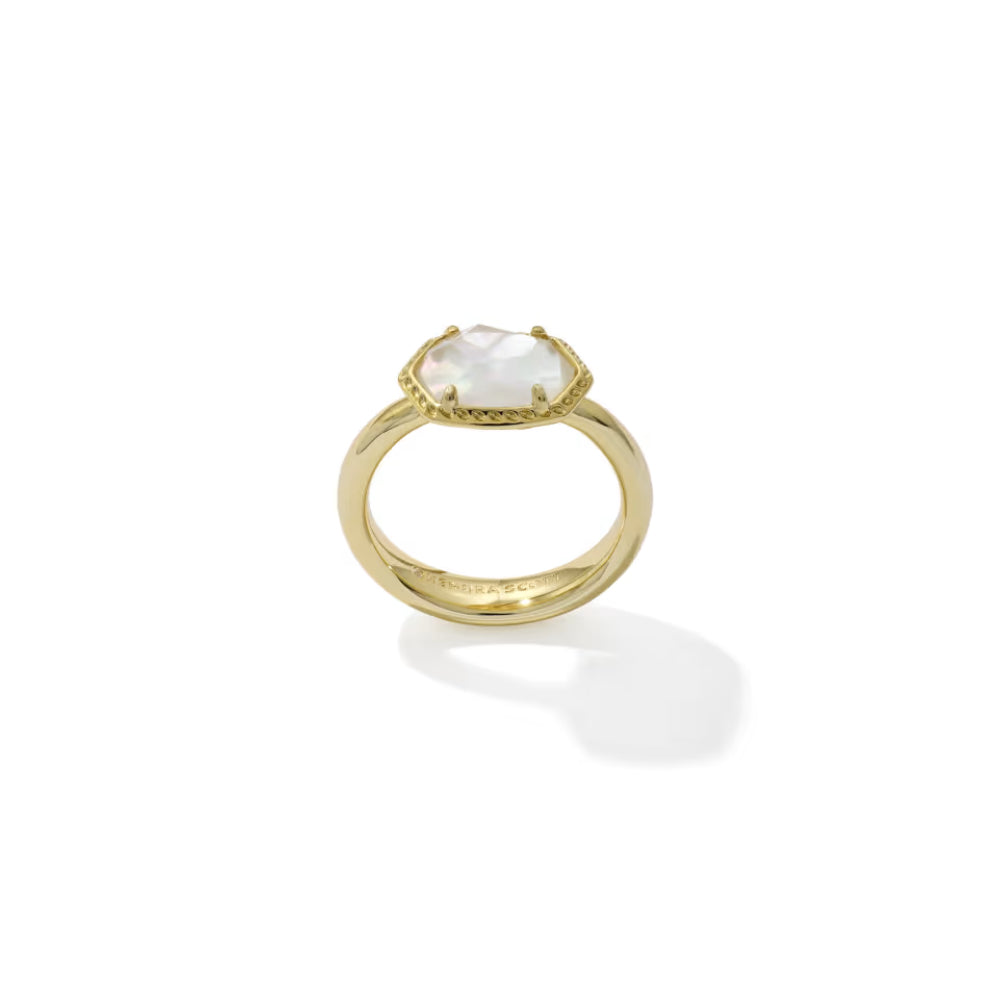 Kendra Scott Gold Daphne Frame Band Ring in Ivory Mother of Pearl