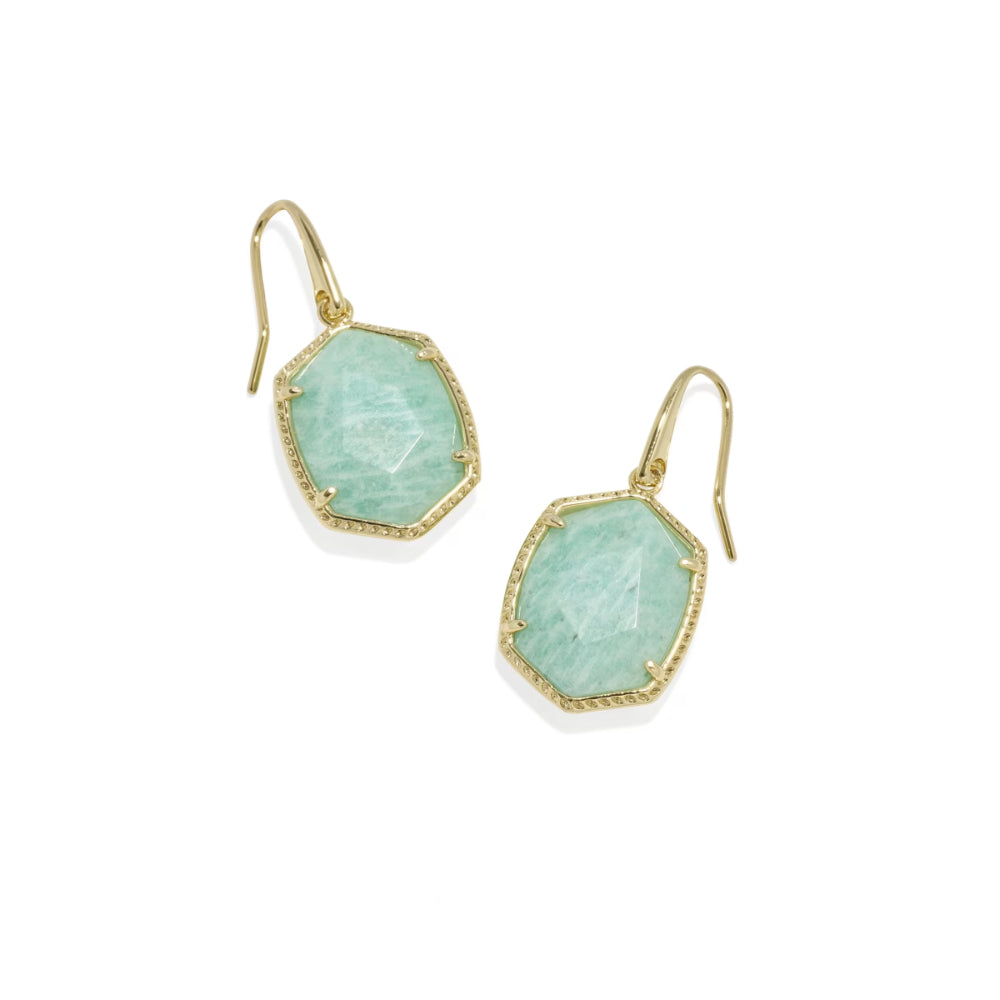 Kendra Scott Gold Daphne Frame Drop Earrings in Teal Amazonite