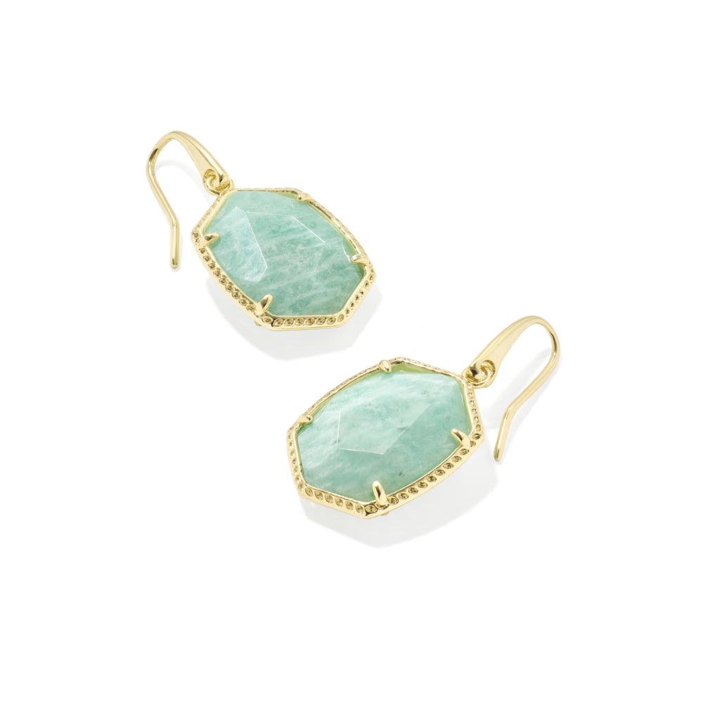 Kendra Scott Gold Daphne Frame Drop Earrings in Teal Amazonite