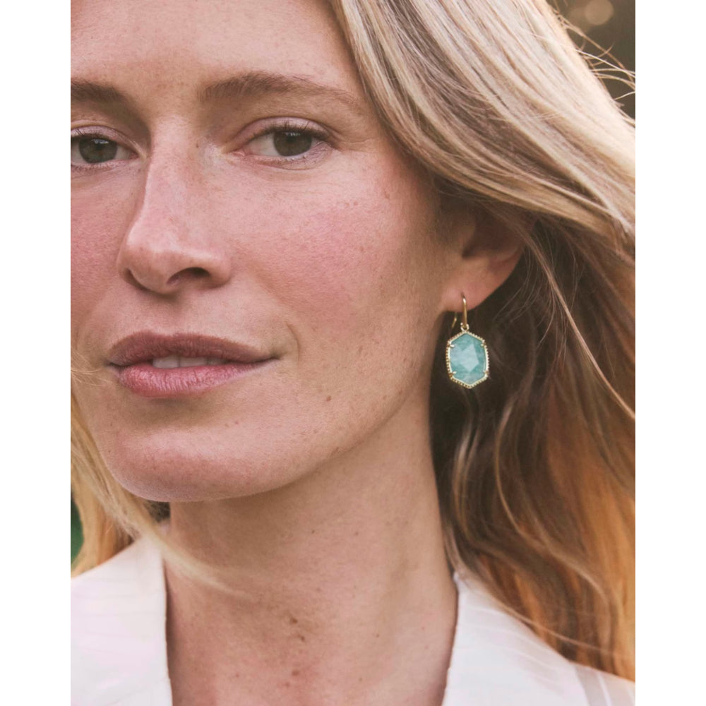 Kendra Scott Gold Daphne Frame Drop Earrings in Teal Amazonite