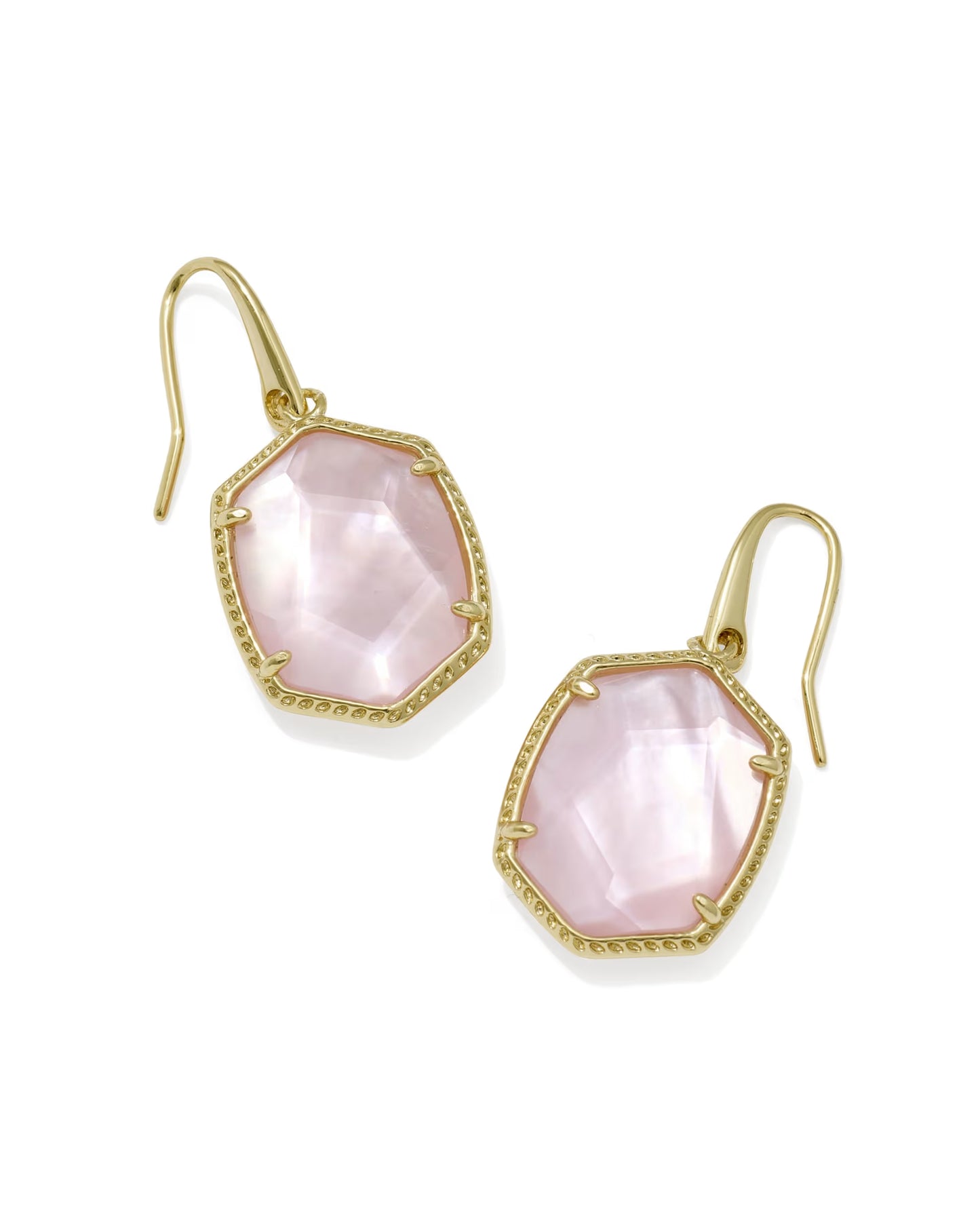 Kendra Scott Gold Daphne Frame Drop Earrings in Light Pink Mother of Pearl