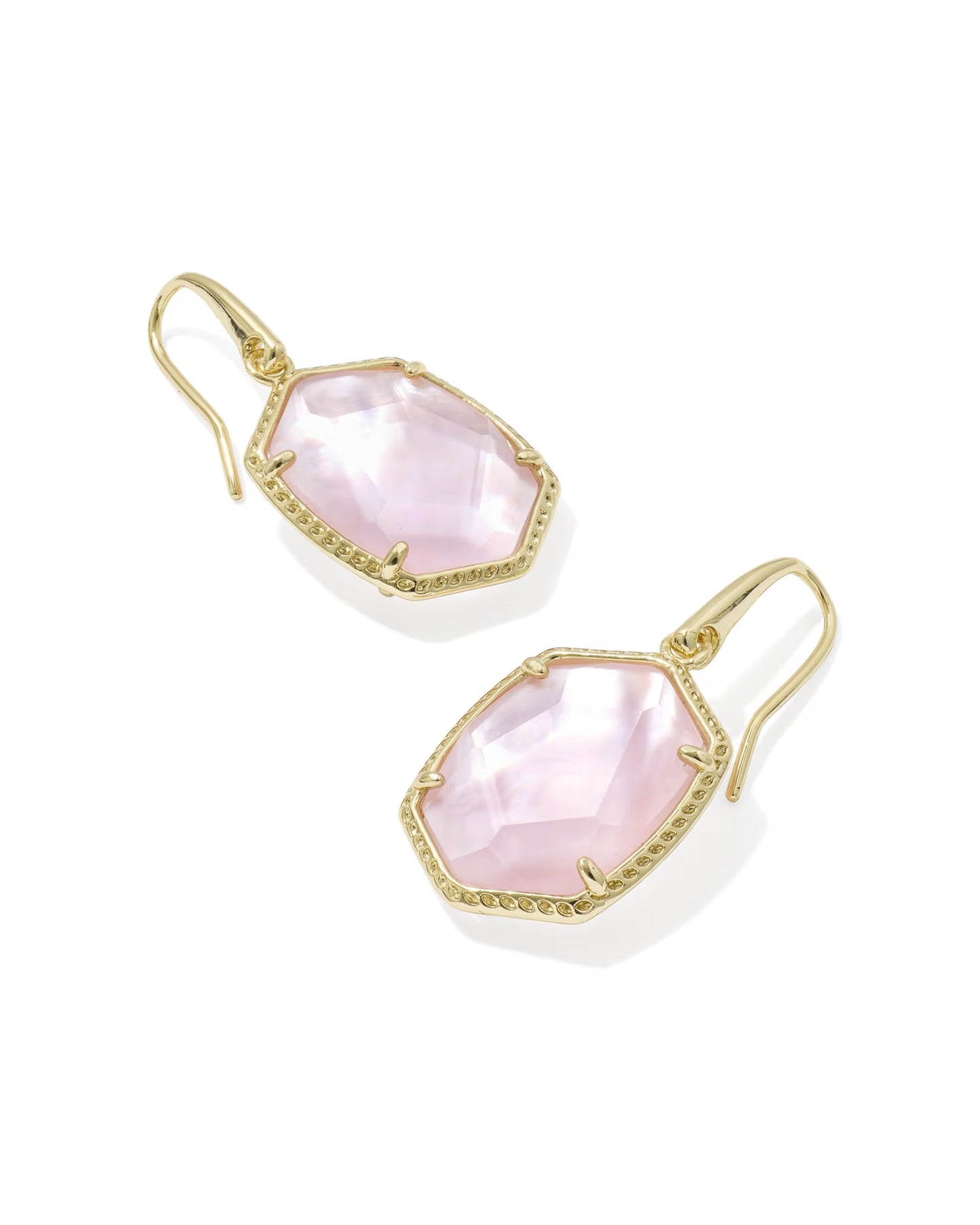 Kendra Scott Gold Daphne Frame Drop Earrings in Light Pink Mother of Pearl