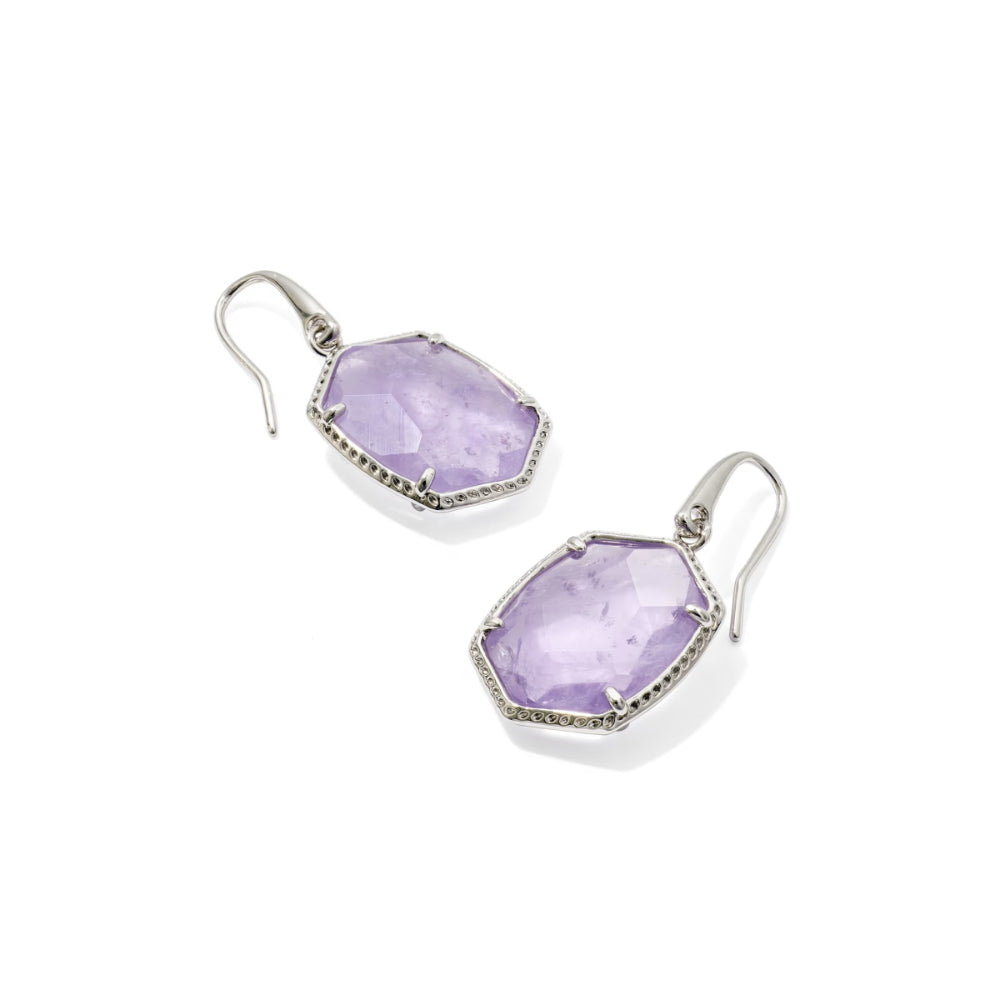 Kendra Scott Silver Daphne Frame Drop Earrings in Purple Amethyst