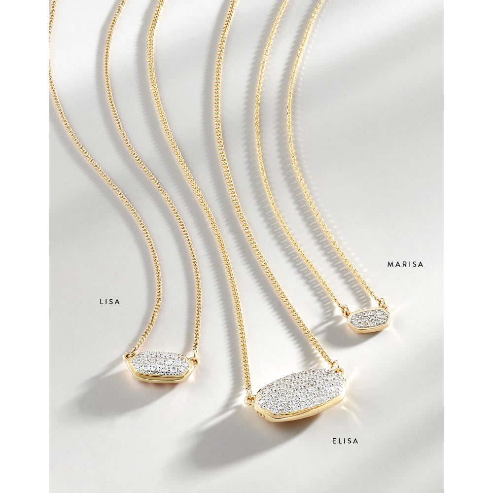 Kendra Scott Lisa 14k Gold Pendant Necklace in Pave White Diamond