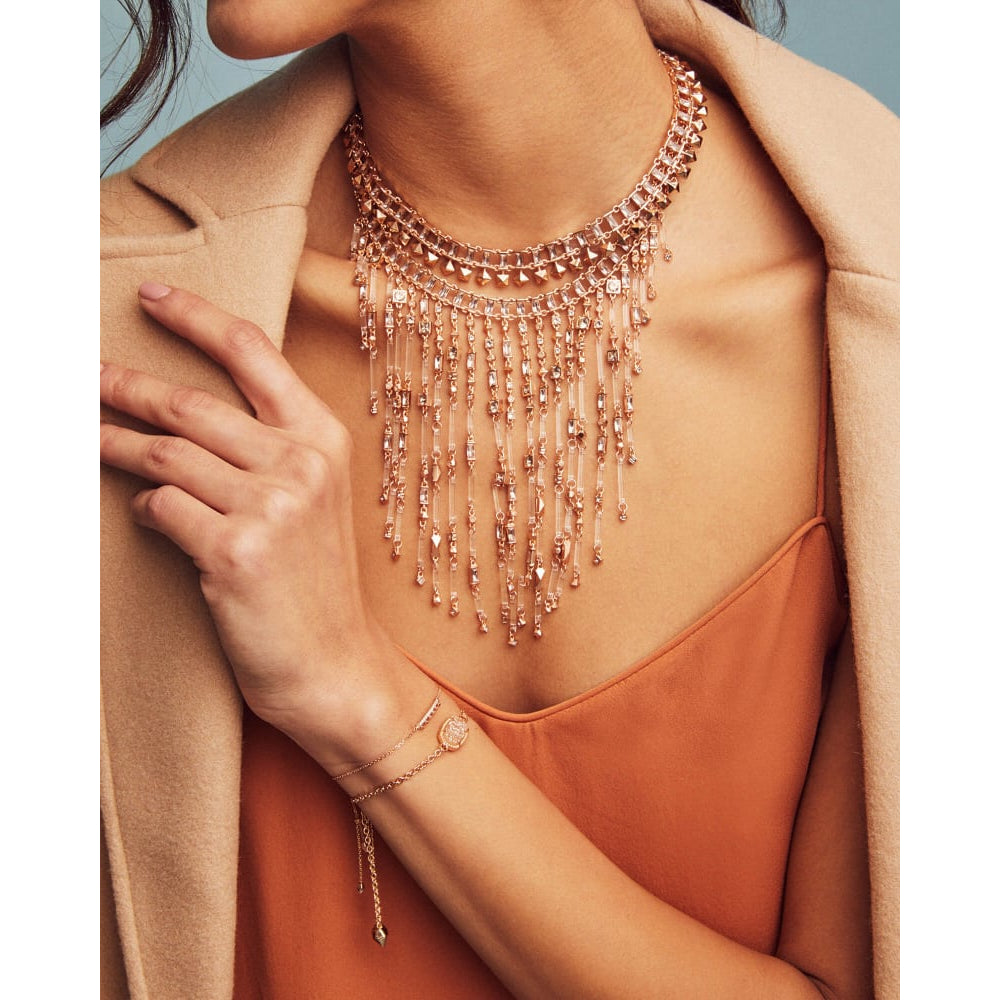 Kendra Scott Elaina Rose Gold Adjustable Chain Bracelet in Rose Gold Drusy