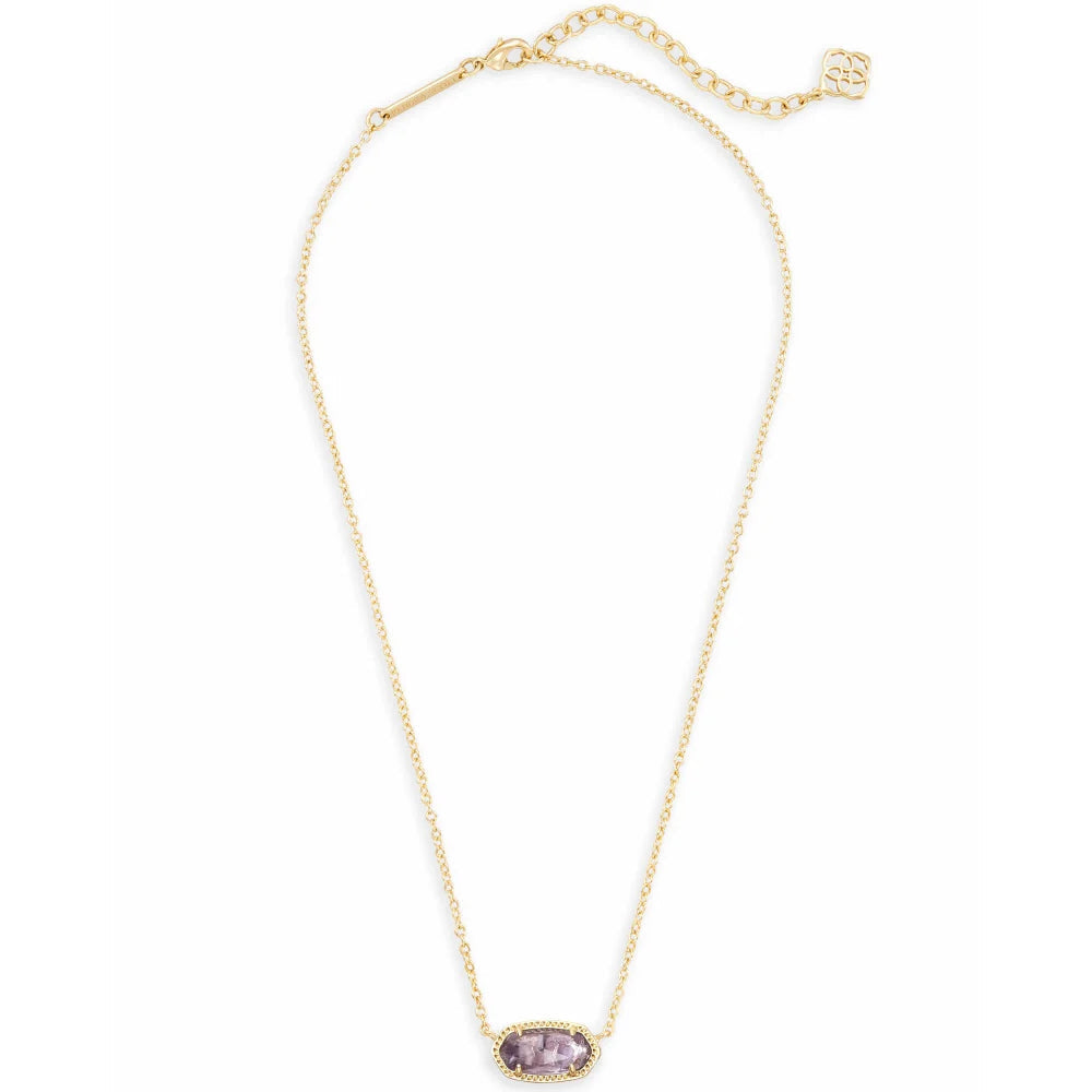 Kendra Scott Elisa Gold Short Pendant Necklace in Purple Amethyst
