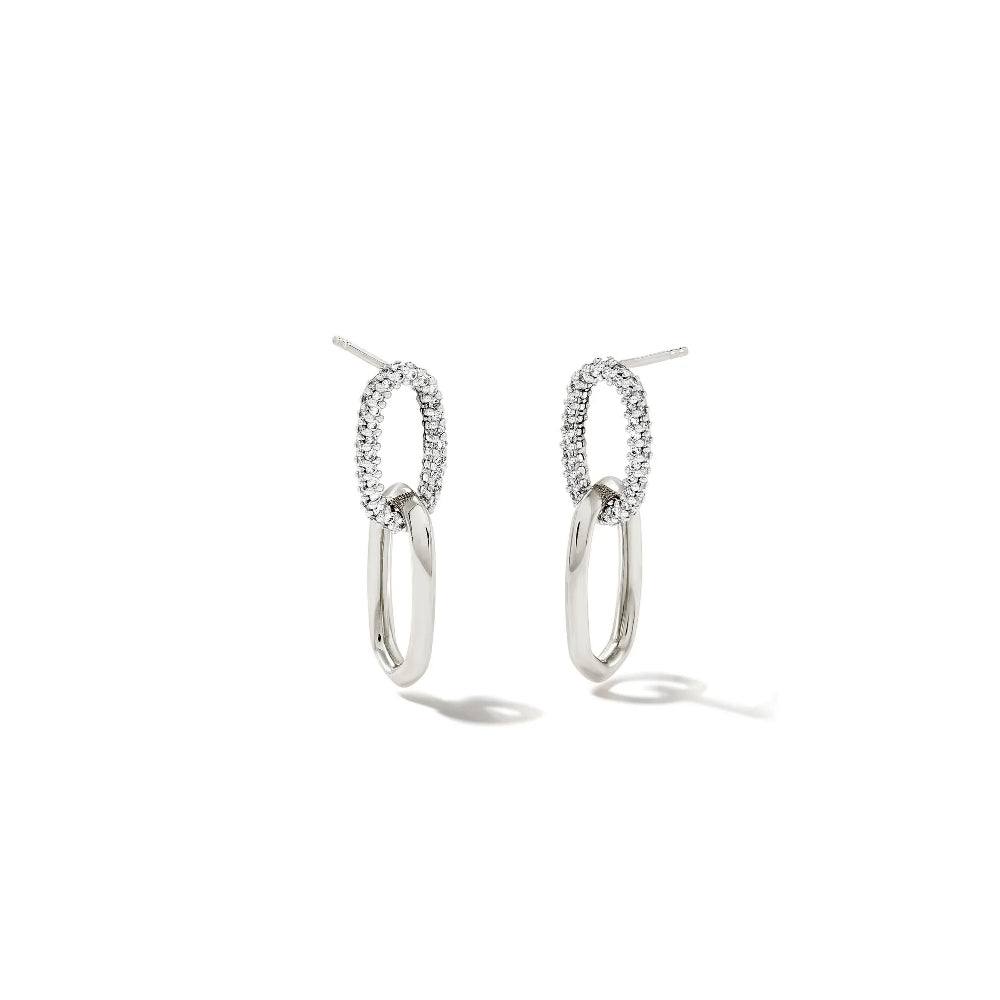 Kendra Scott Elisa 14k Interlocking Drop Earrings in White Diamond