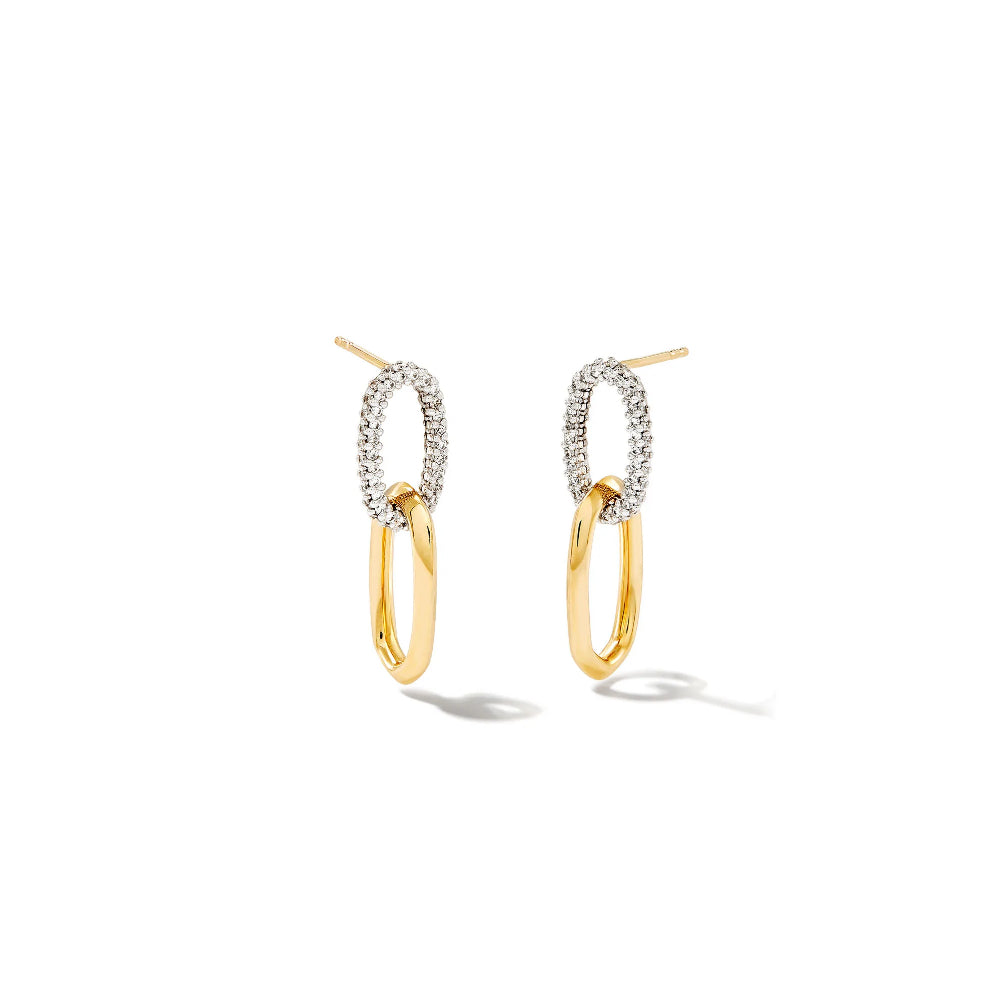 Kendra Scott Elisa 14k Interlocking Drop Earrings in White Diamond