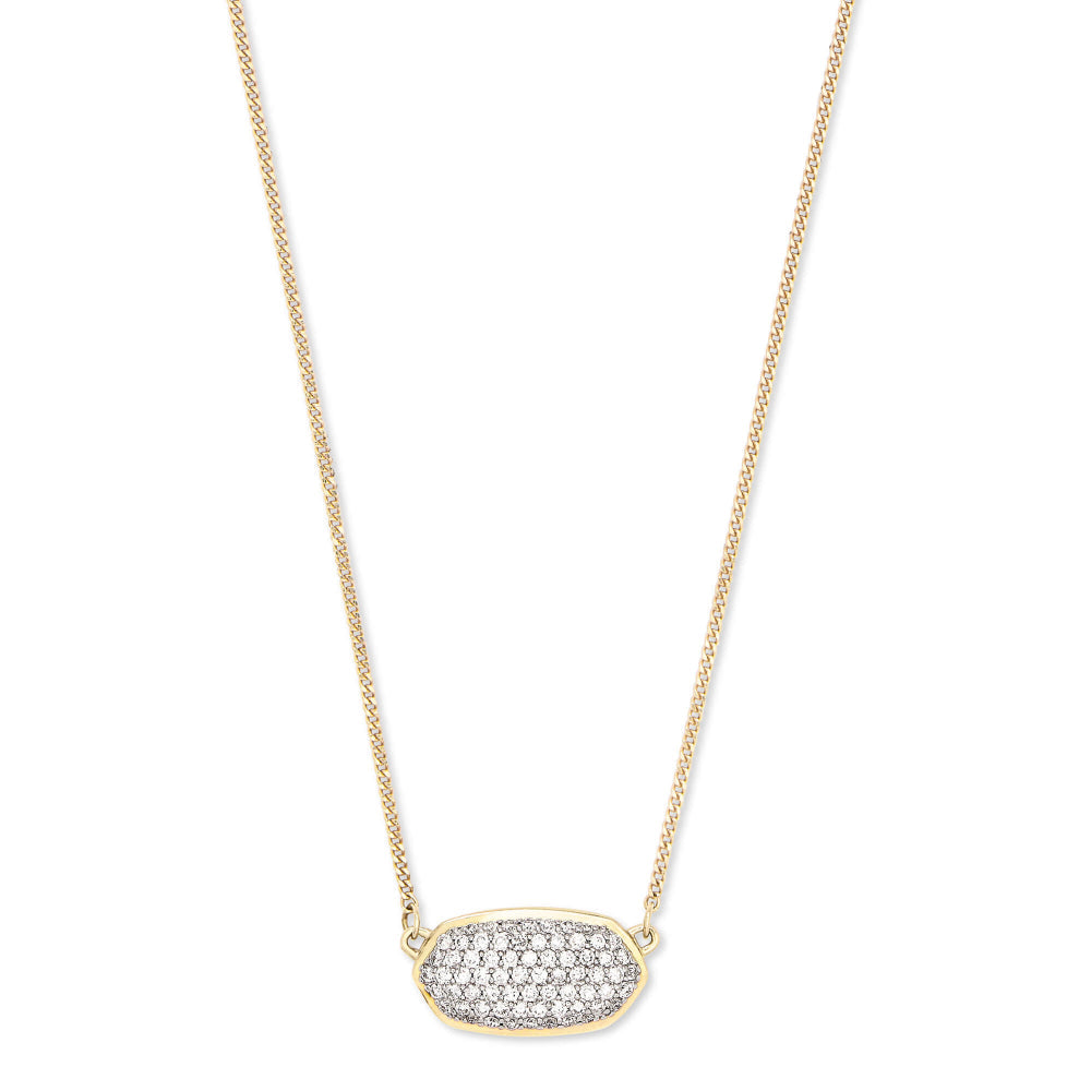 Kendra Scott Elisa 14k Gold Pendant Necklace in Pave White Diamond